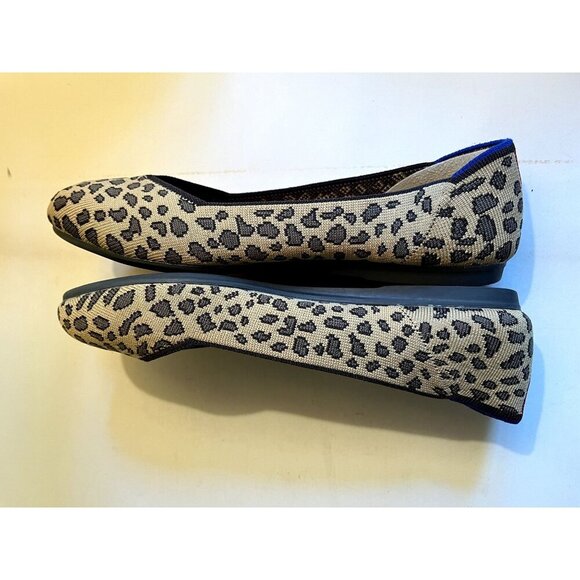 Rothy's 8 The Flat Round Toe Ballet Flat Shoe Cheetah Print Brown Washable - Picture 7 of 11